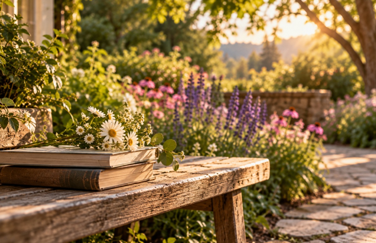 Books and fresh flowers reflecting creative passions in Deltona, FL.